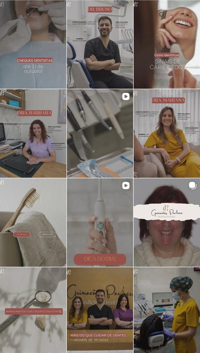 Feed Instagram criado do zero - clínica dentária em Barcelos