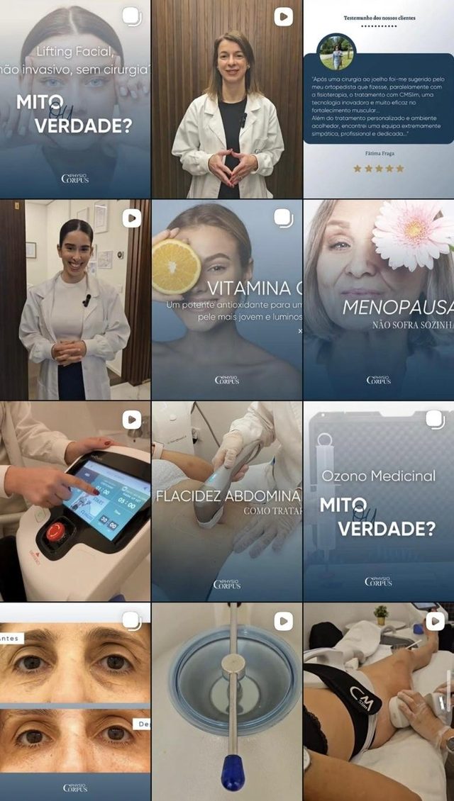 Feed Instagram antes - clínica de saúde e estética em Maia e Vila Nova de Gaia