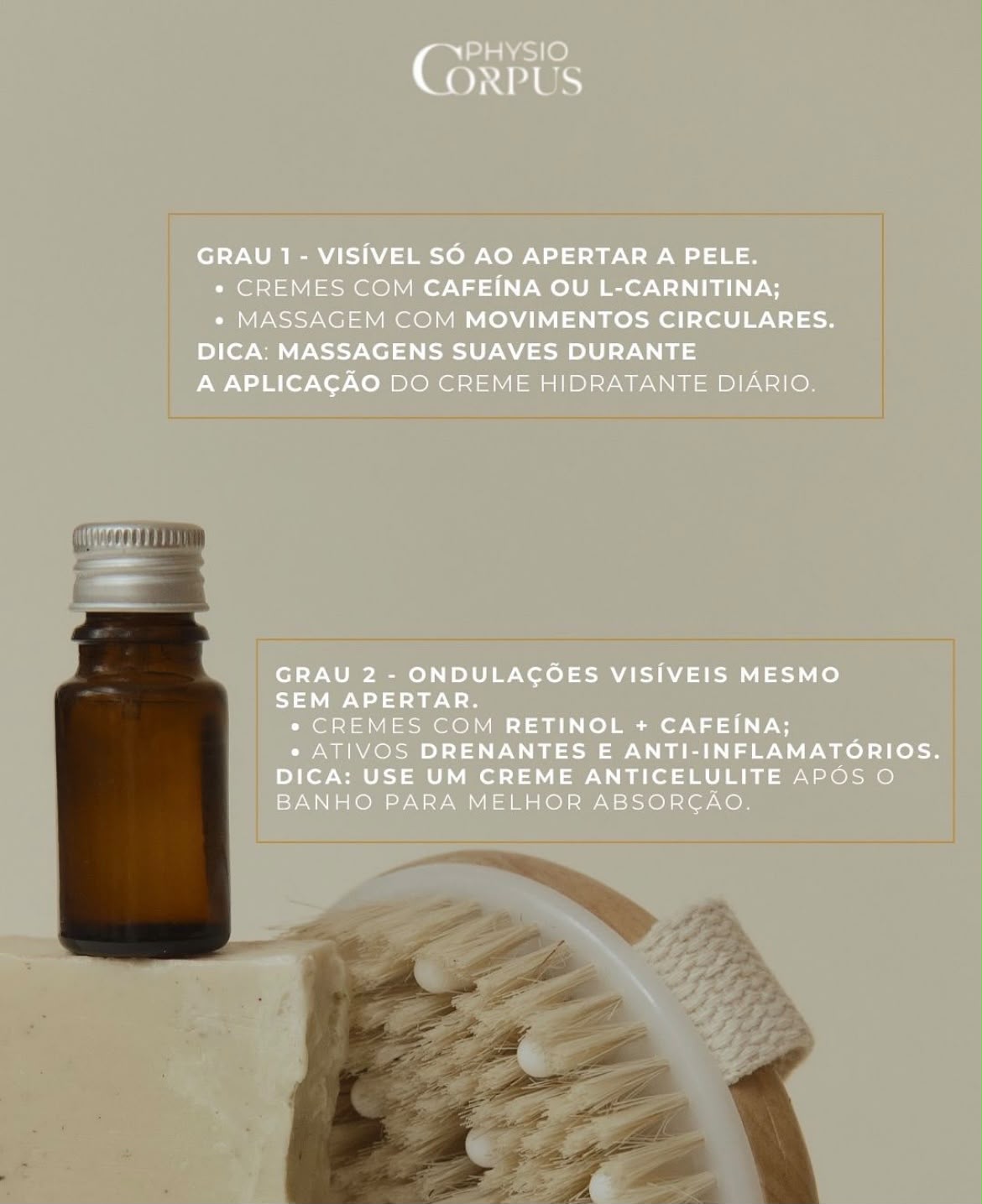Carrossel Instagram Physio Corpus - graus 1 e 2 de celulite